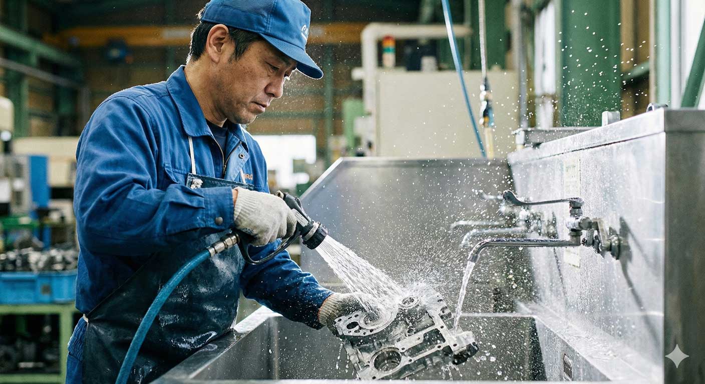 人手による部品洗浄作業（イメージ）